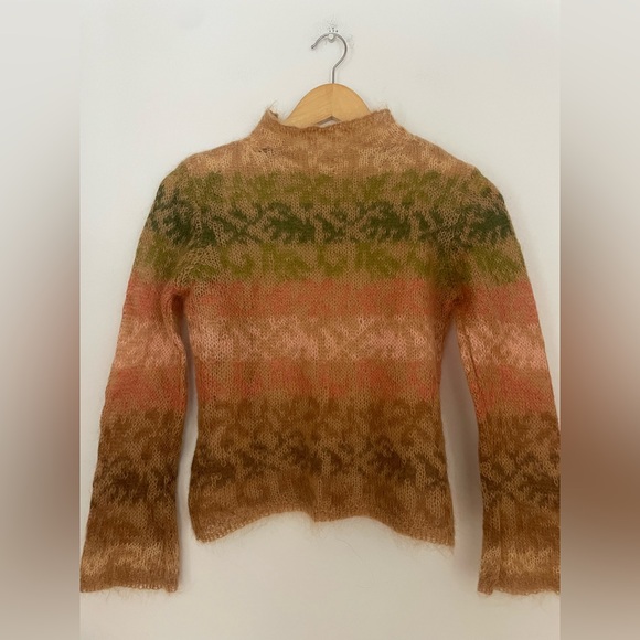 Vintage Talbots Mohair Blend Striped Mock Neck Sweater – Small - Picture 3 of 7